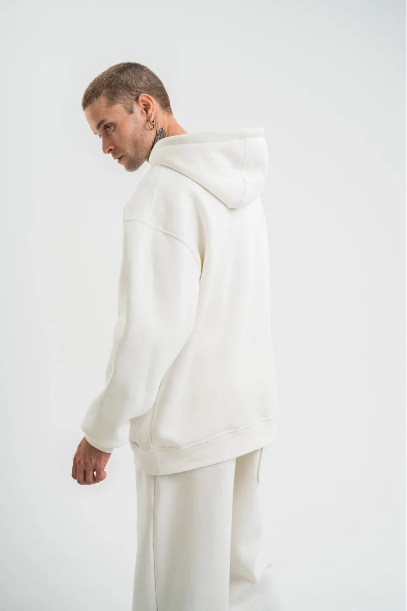 Beyaz Kapüşonlu Sweatshirt