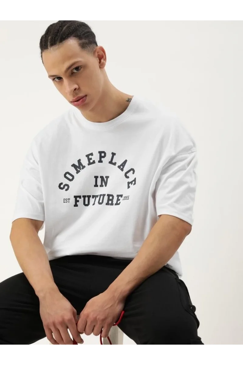 Erkek Baskılı Oversize T-shirt