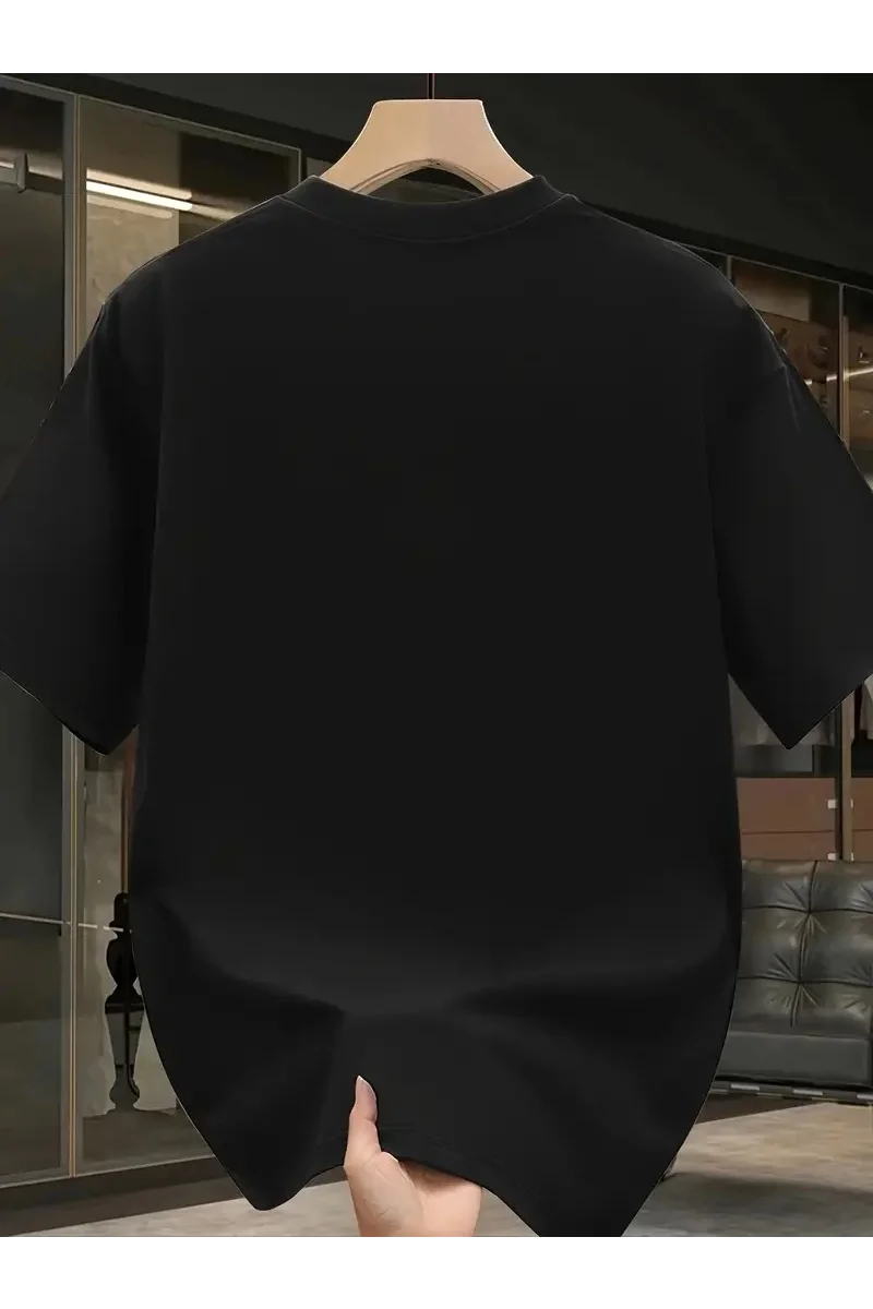 Pembe Panter Baskılı Erkek Oversize Günlük Kısa Kollu Tişört