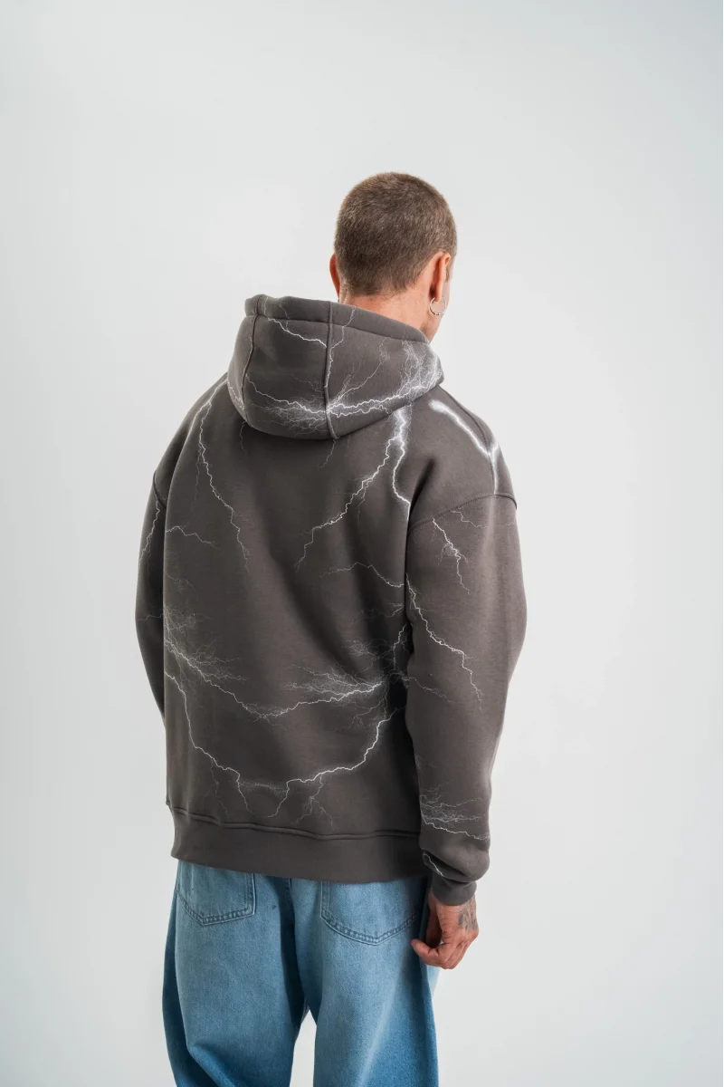 Yıldırım Desenli Kapüşonlu Sweatshirt