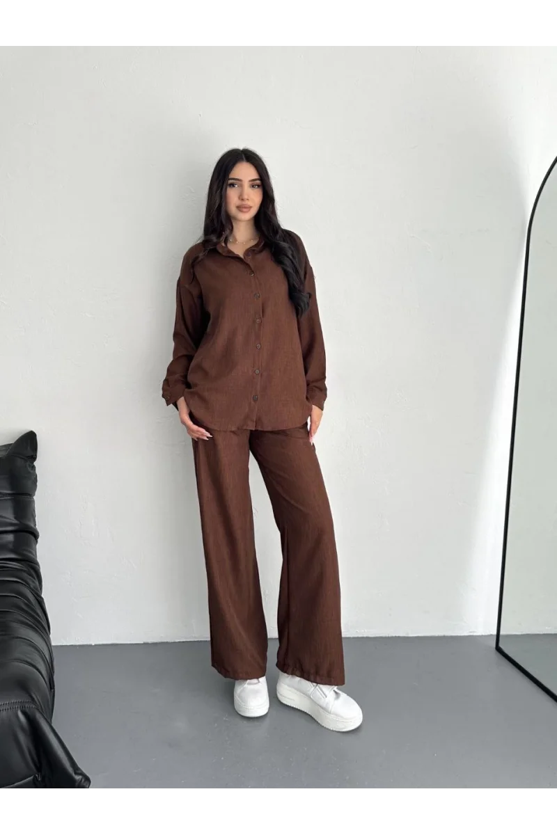 Gömlek Pantolon ikili Takım - Kahverengi