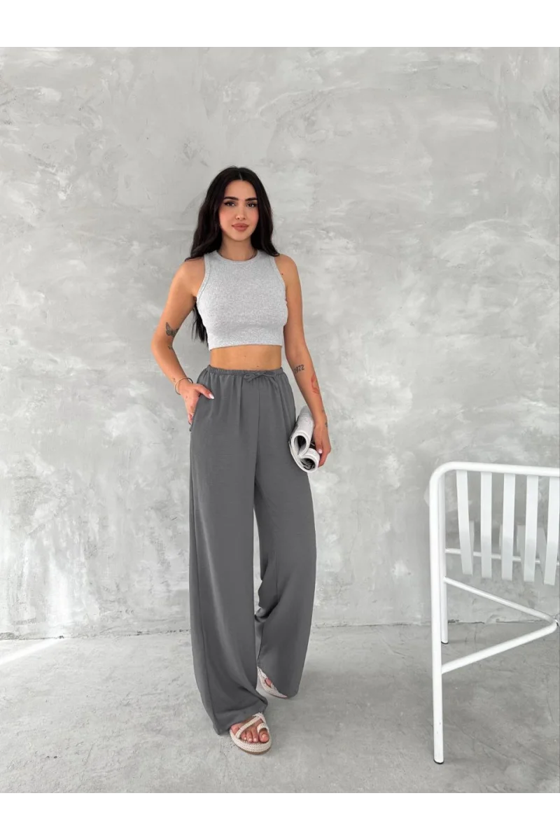 Ayrobin Oversize Kadın Pantalon - Füme