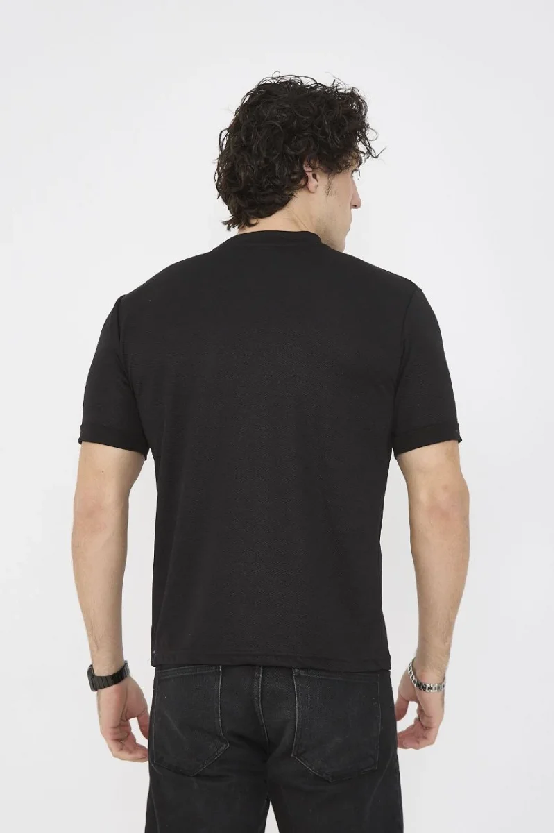 Unisex Bisiklet Yaka Slim fit T-Shirt - Siyah