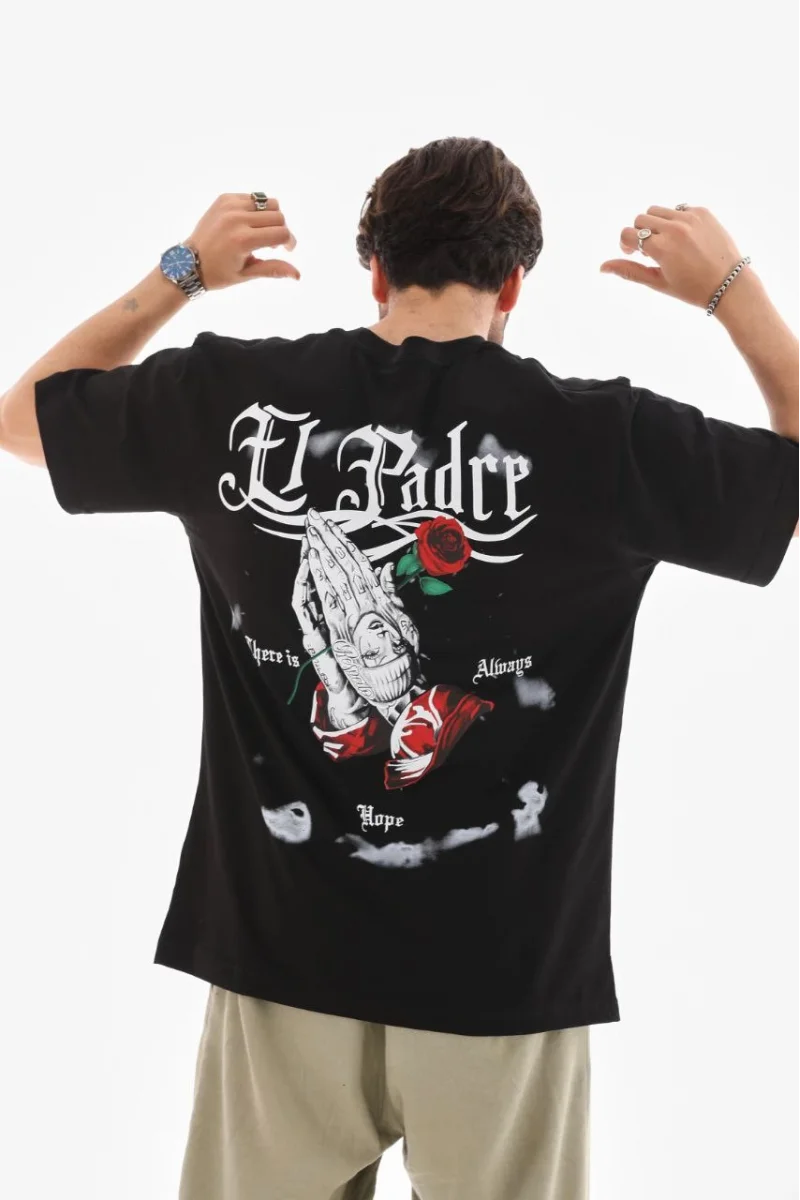 Unisex Bisiklet Yaka Baskılı Oversize T-Shirt