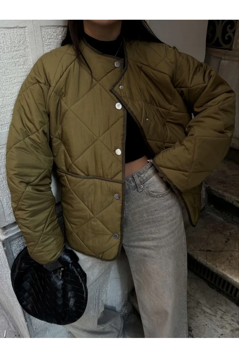 Kadın kahve Kapitone Mont