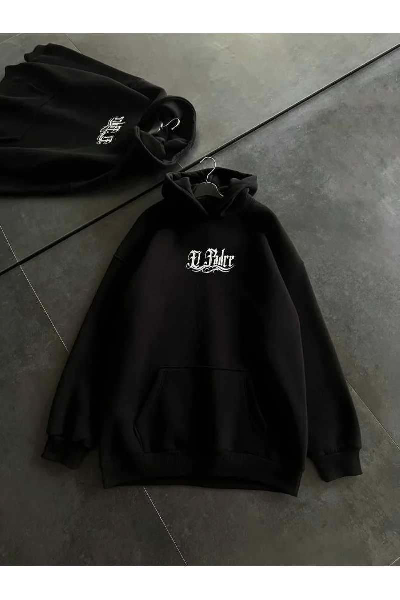 Siyah Kapüşonlu Sweatshirt