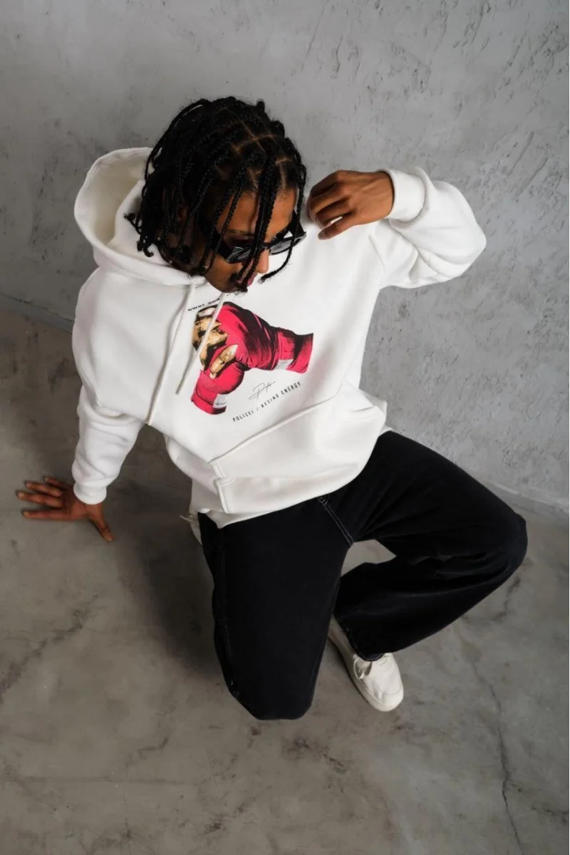 Beyaz Kapüşonlu Sweatshirt