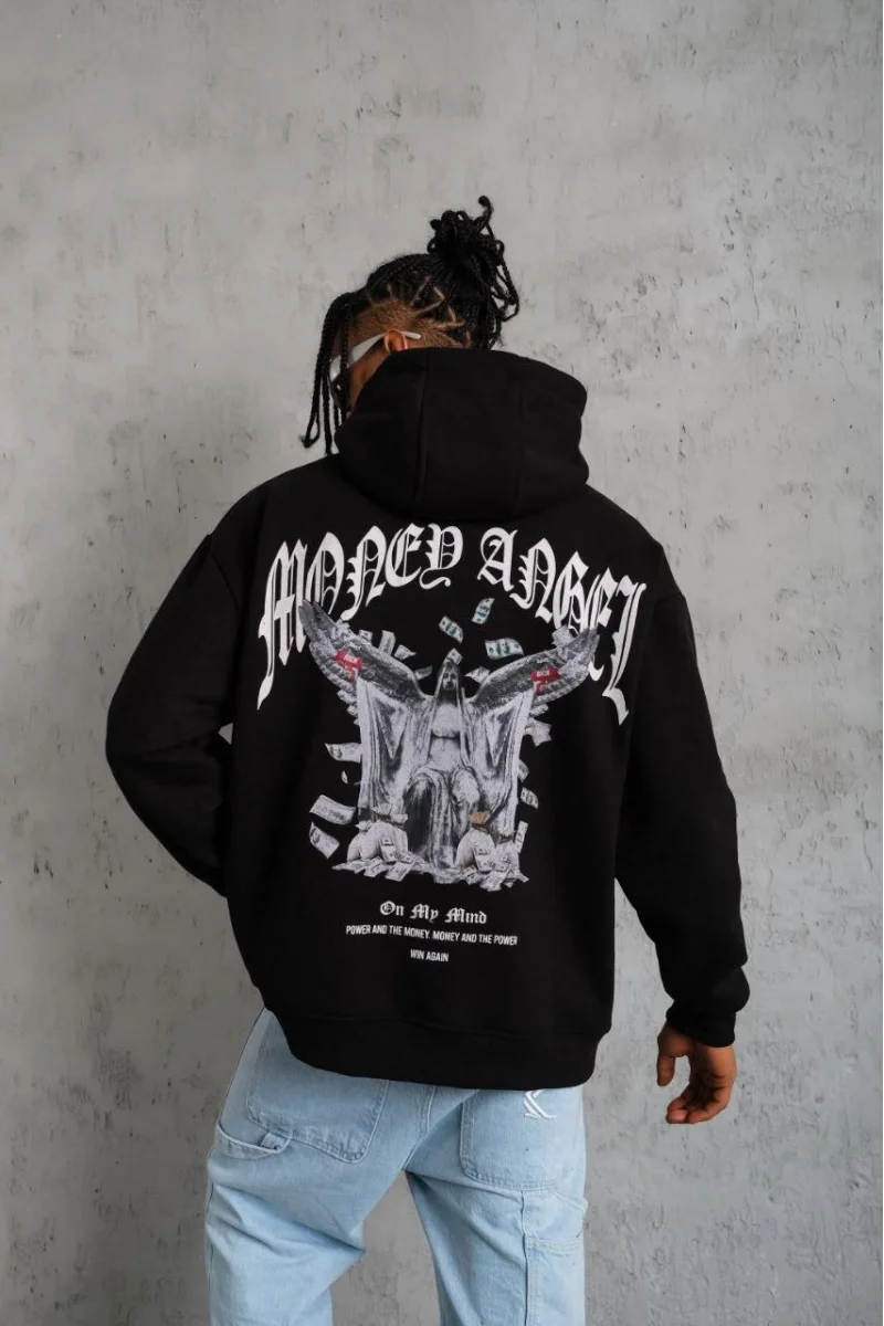 Siyah Kapüşonlu Sweatshirt