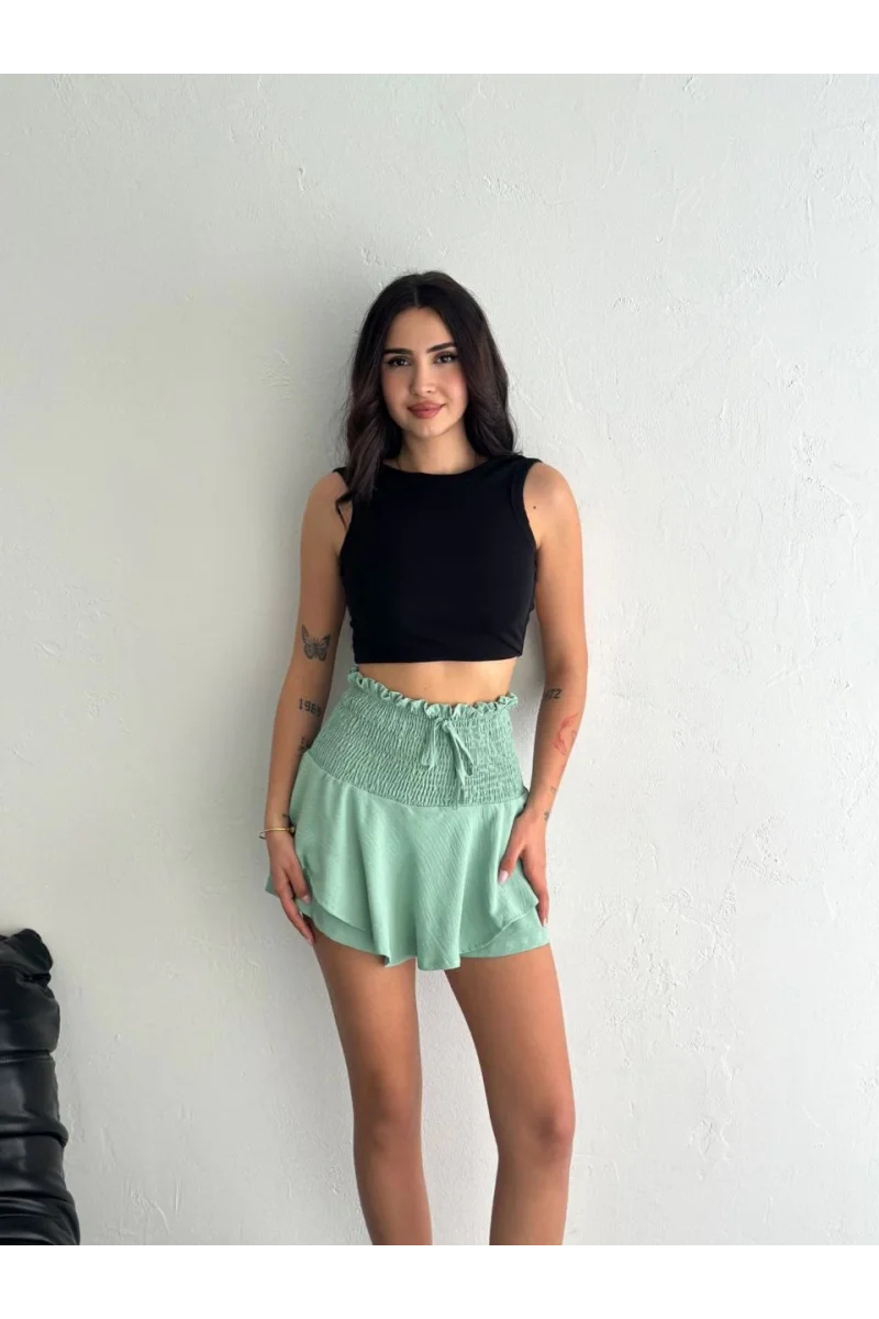 Ayrobin Şortlu Etek - Su yeşili