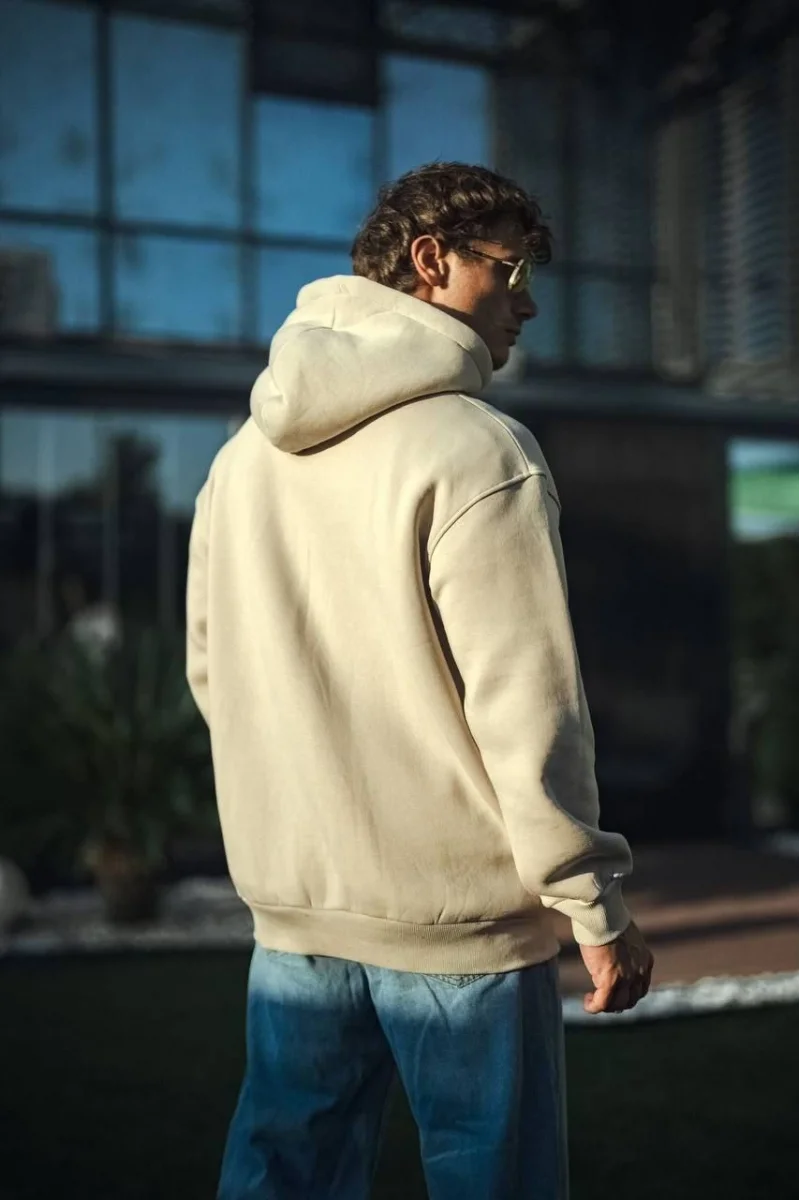 Bej Kapüşonlu Sweatshirt