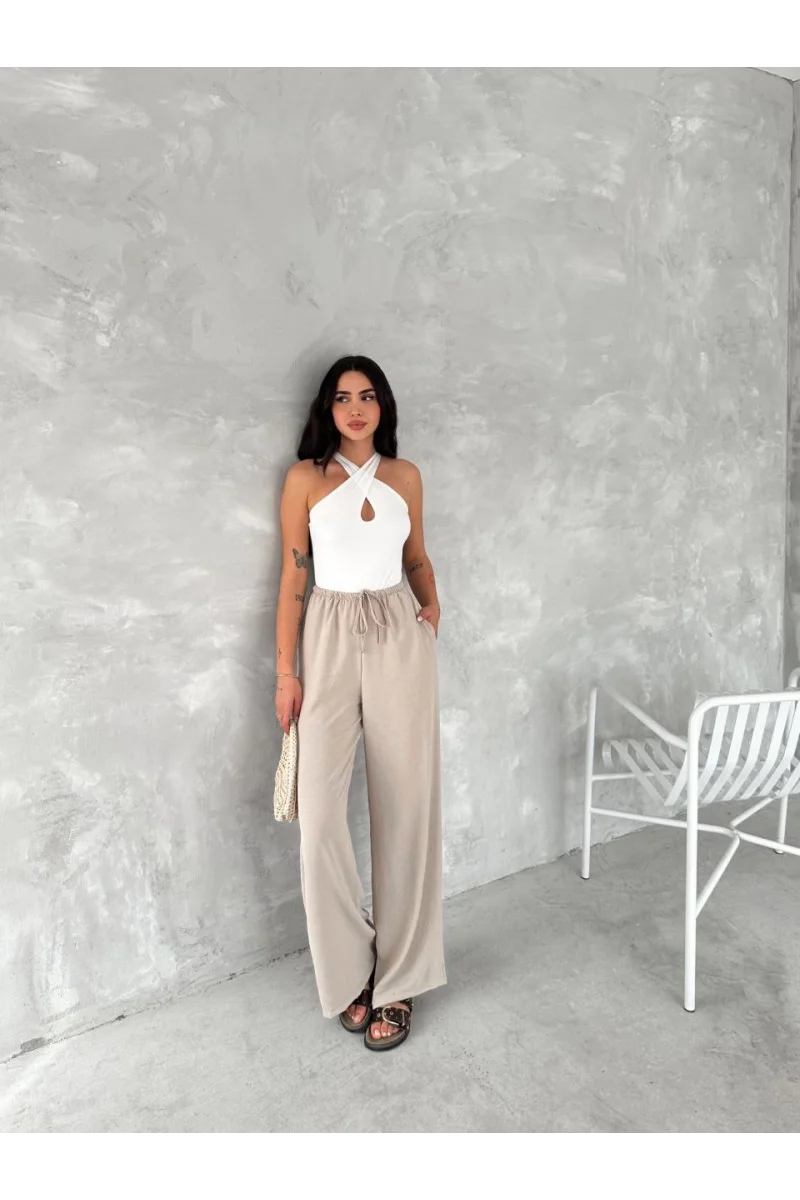 Ayrobin Oversize Kadın Pantalon - Bej