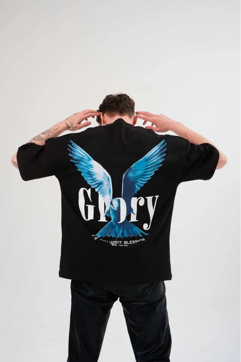 Unisex Bisiklet Yaka Baskılı Oversize T-Shirt