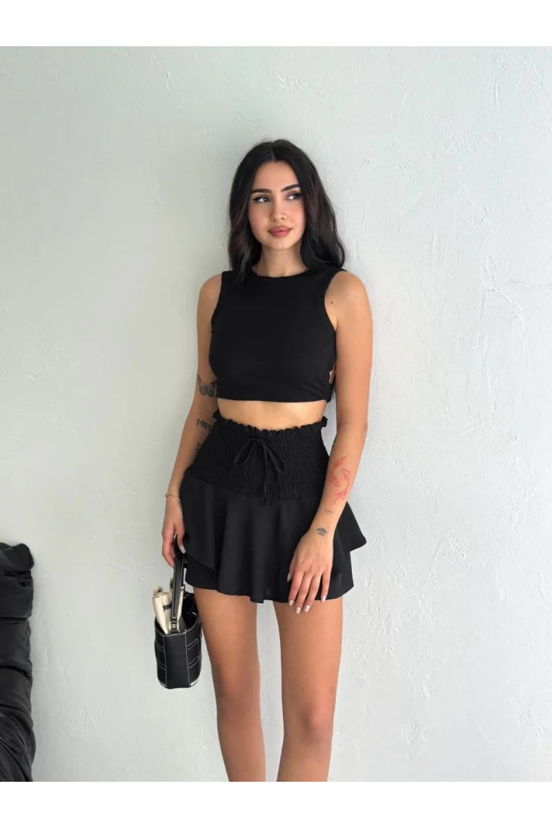 Ayrobin Şortlu Etek - Siyah