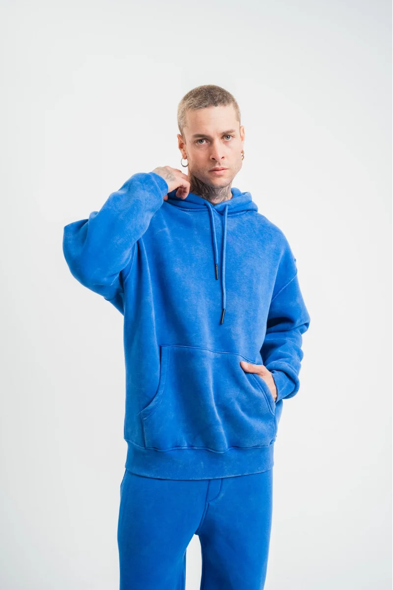 Mavi Kapüşonlu Sweatshirt