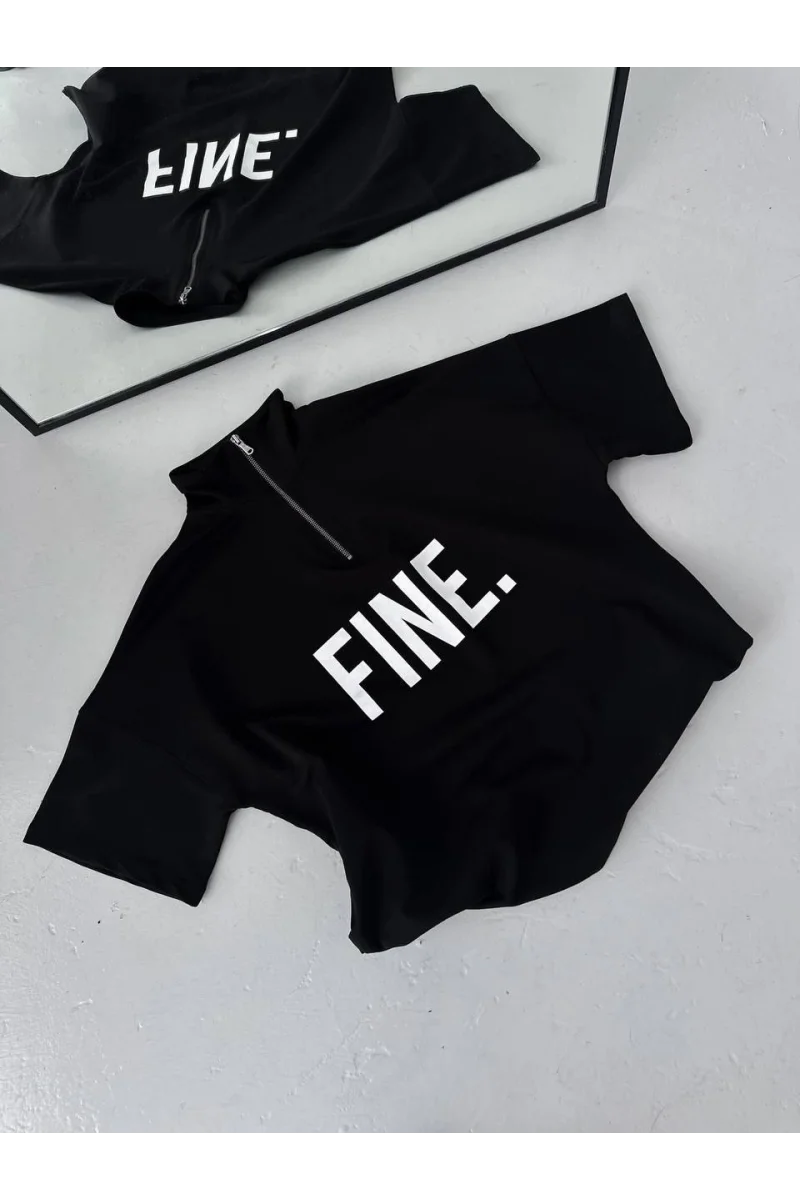 Unisex Baskılı Yarım Fermuarlı T-Shirt