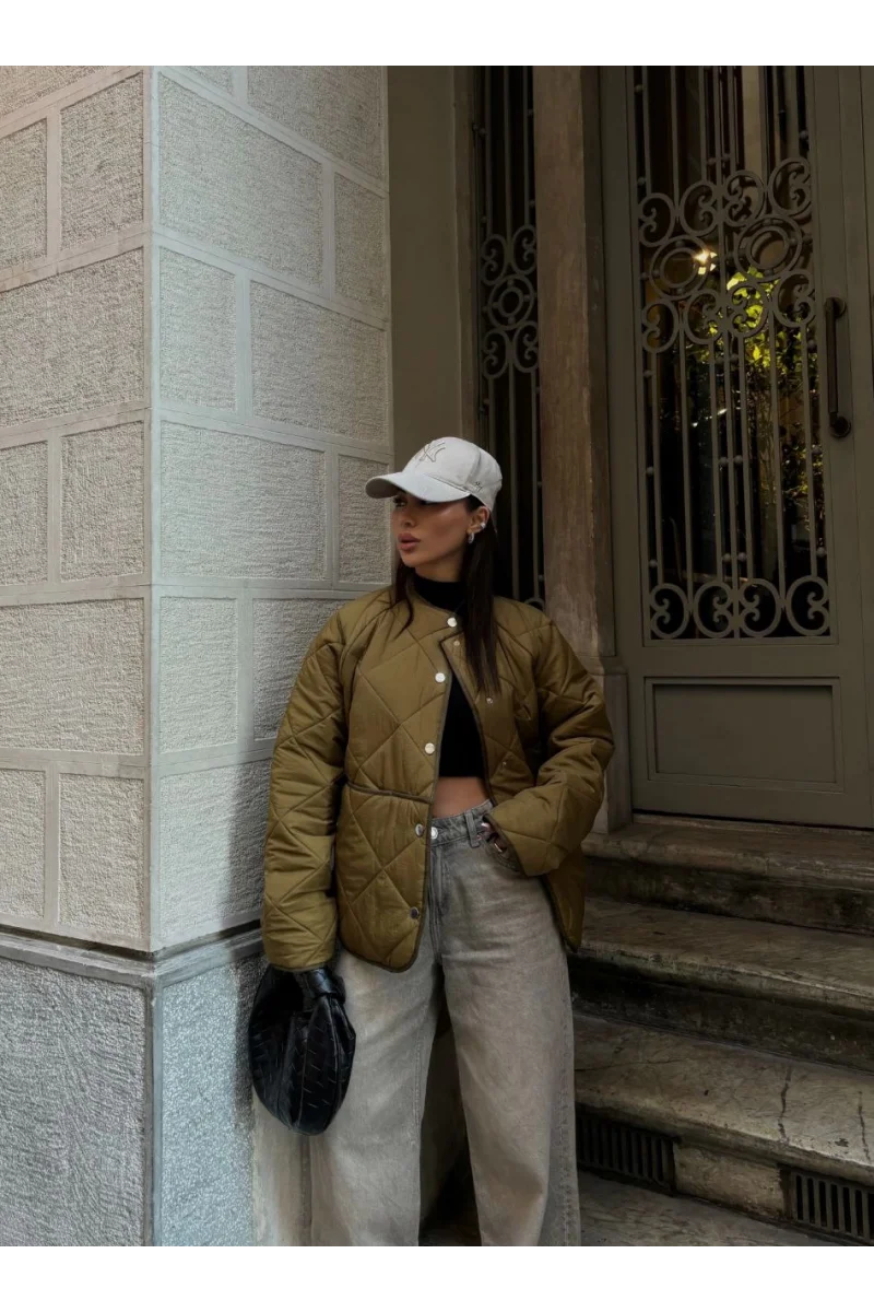 Kadın kahve Kapitone Mont