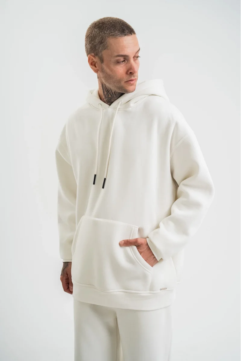Beyaz Kapüşonlu Sweatshirt