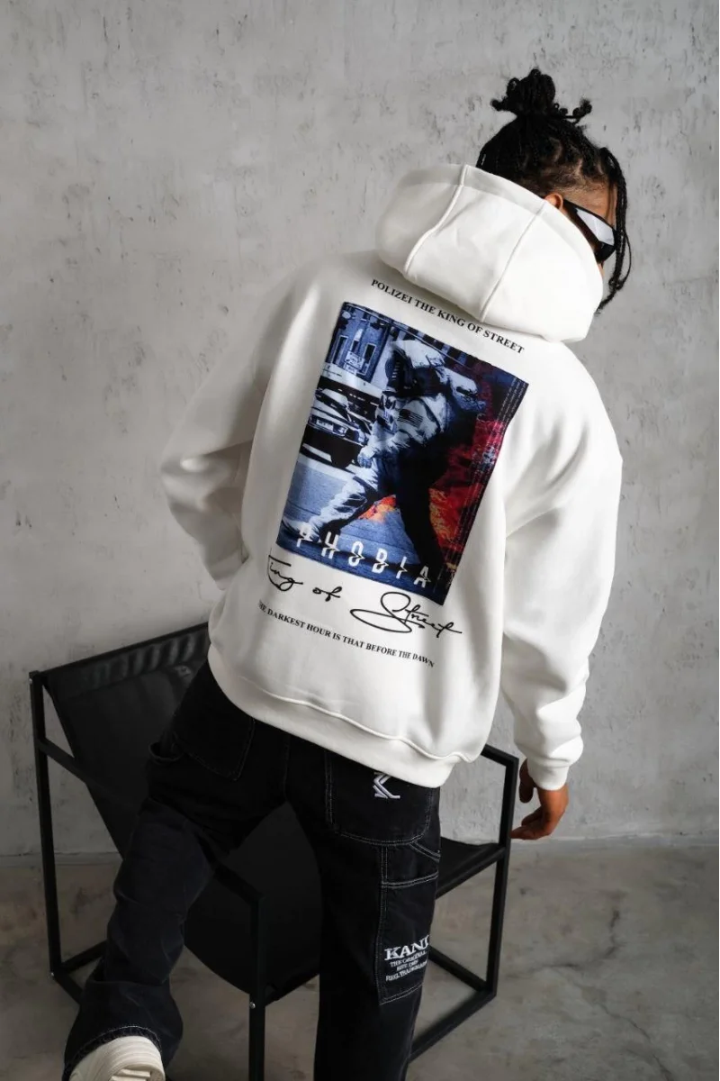 Beyaz Kapüşonlu Sweatshirt