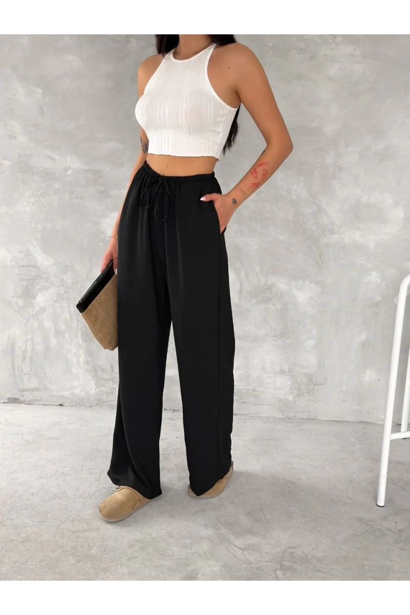 Ayrobin Oversize Kadın Pantalon - Siyah