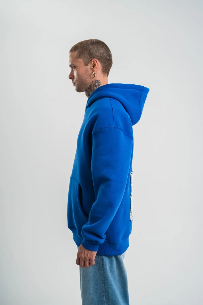 Mavi Kapüşonlu Sweatshirt