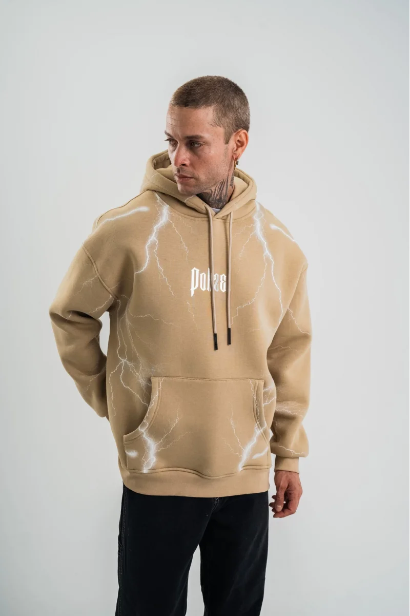 Bej Renkli Kapüşonlu Sweatshirt