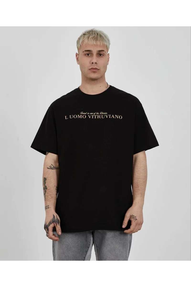 Unisex Bisiklet Yaka Baskılı Oversize T-Shirt