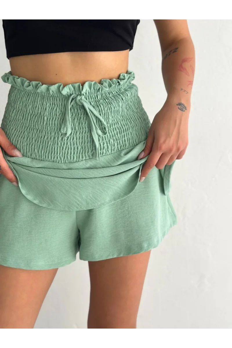 Ayrobin Şortlu Etek - Su yeşili