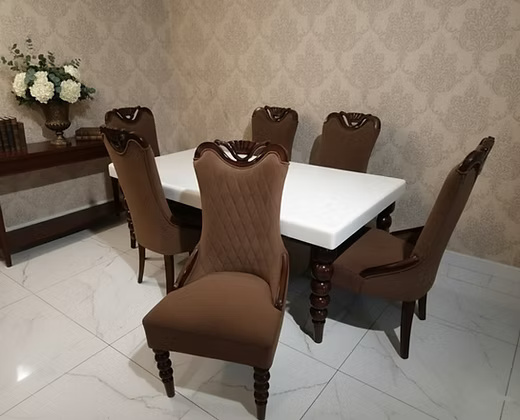 Elegant Marble Top Dining Table Set