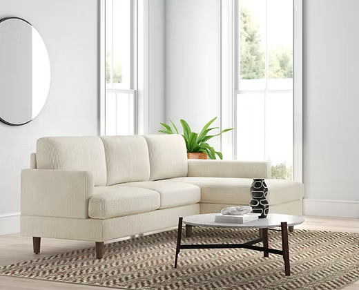Mid-Century Inspired L-Shaped Sofa with Chaise Lounge