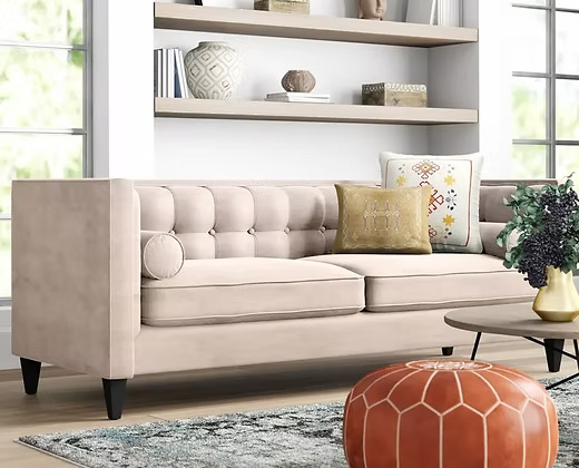 Modern Sleek 3 Seater Velvet Sofa 