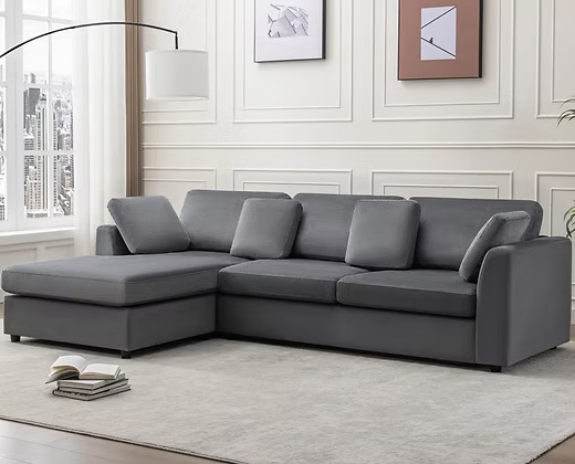 Comfortable Upholstered L-Shaped Sofa with Chaise Lounge