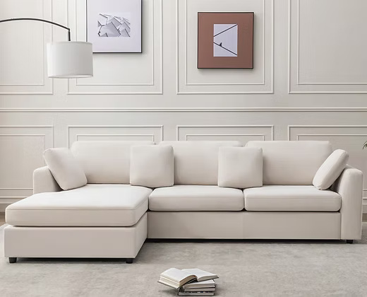 Comfortable Upholstered L-Shaped Sofa with Chaise Lounge