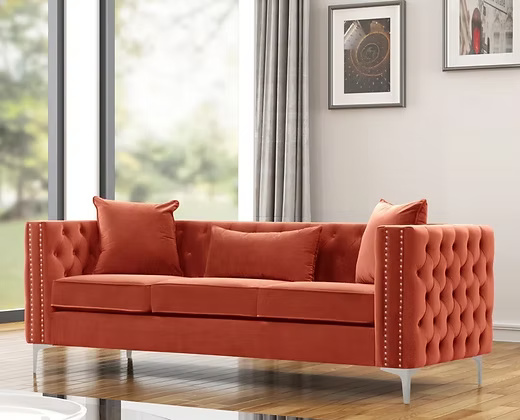 Velvet 3 Seater Modern tufted sofa