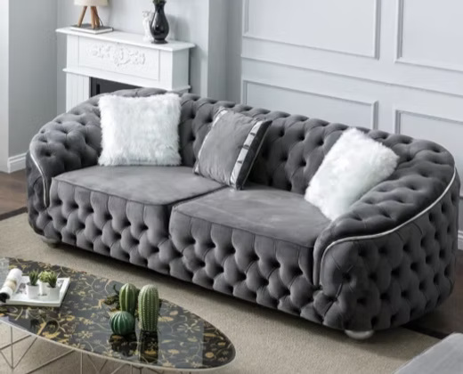 Modern Tufted 3 Seater Velvet Sofa