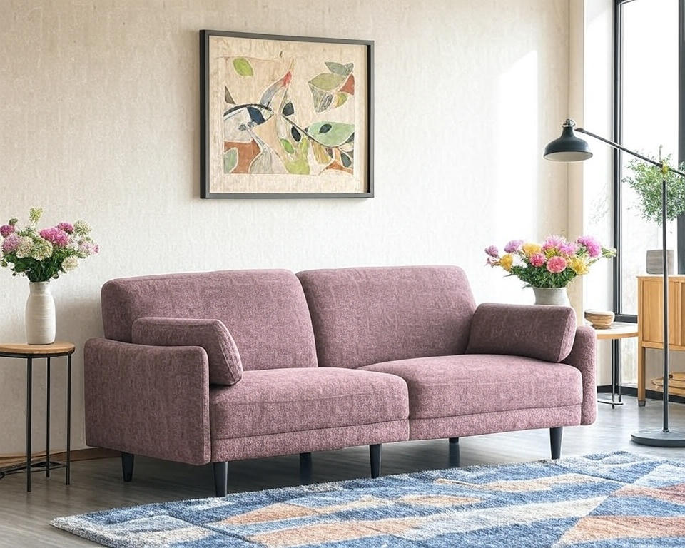3 Seater With Hand Rest Mauve Sofa
