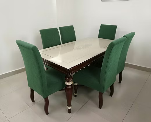 6 Seater Marble top Dining Table Set