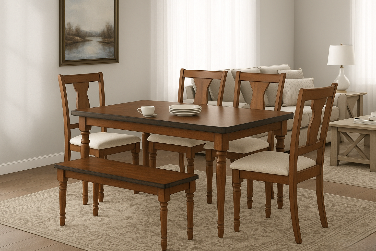 6 Seater Wooden Dining Table Set