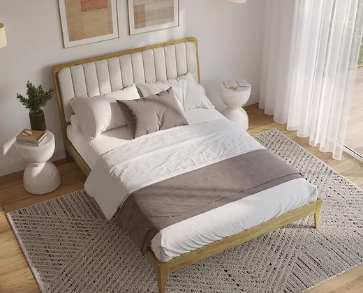 Upholstered headboard Wooden Bed