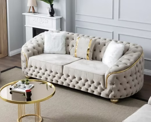 Modern Tufted 3 Seater Velvet Sofa