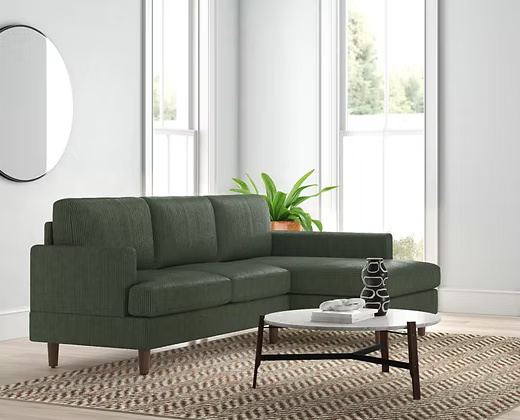 Mid-Century Inspired L-Shaped Sofa with Chaise Lounge