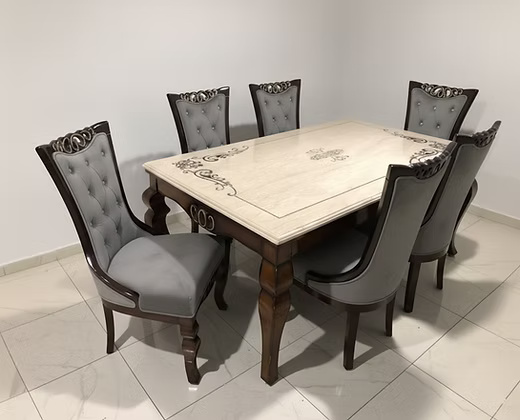 Marble Top Dinning Elegant Dining Table Set