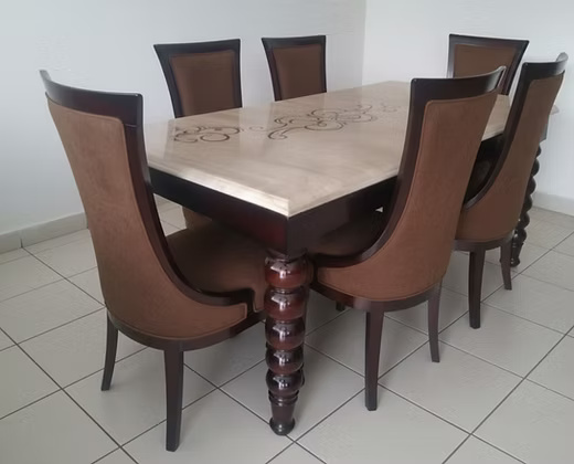 6 Seater Marble top Elegant Dining Table Set
