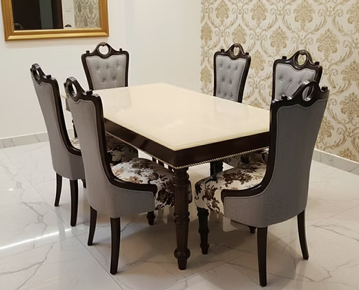 6 seater marble top Dining Table Set