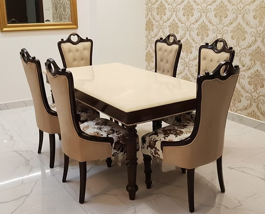 6 seater marble top Dining Table Set