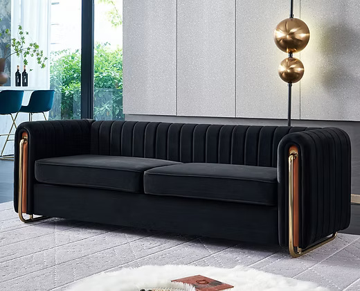 3 Seater Modern Mid-Century Emerald Velvet Sofa 