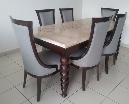 6 Seater Marble top Elegant Dining Table Set