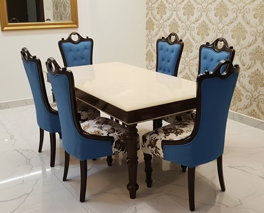 6 seater marble top Dining Table Set