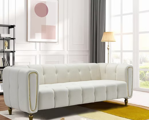 3 Seater velvet tufted sofa with a unique design