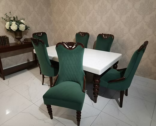Elegant Marble Top Dining Table Set