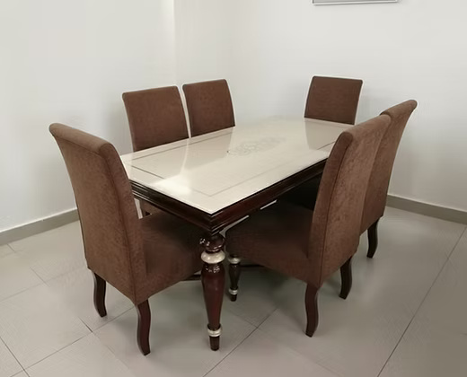 6 Seater Marble top Dining Table Set